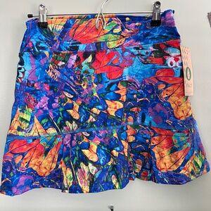Dona Jo Athletic Skirt “Fly” Multicolor Butterfly Print Skort NWT Size Medium